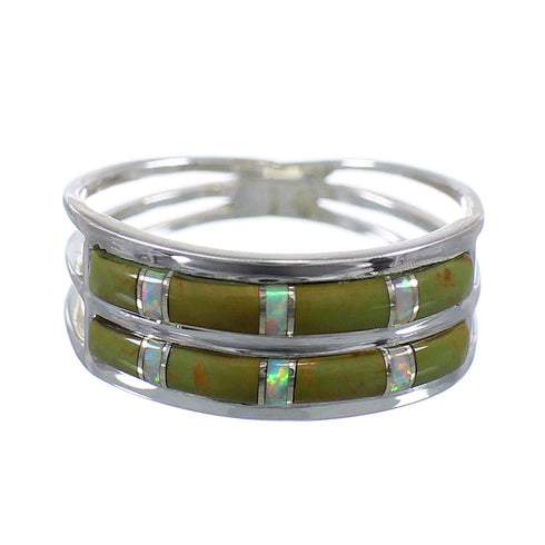 Turquoise Opal Inlay Sterling Silver Southwest Ring Size 5-3/4 QX79522